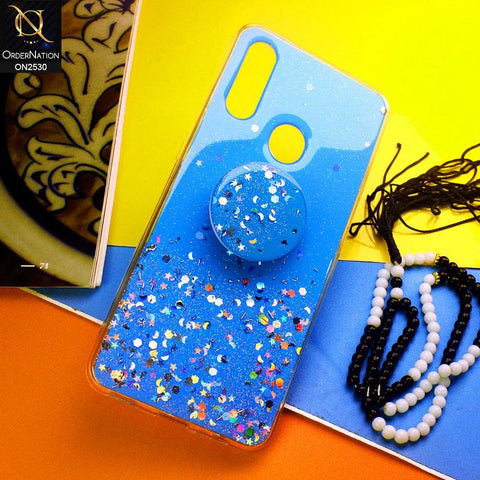 Samsung Galaxy A8 2018 Cover - Blue - Fancy Bling Glitter Soft Case With  Holder - Glitter Does Not Move