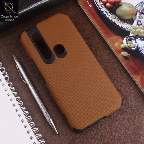 Tecno Camon 15 Pro Cover - Brown - New Stylish Feelable Dotted Texture Soft Case
