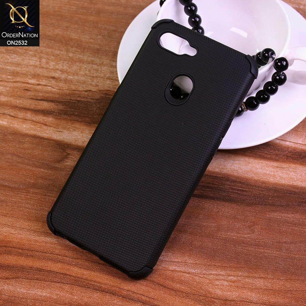 Oppo F9 / F9 Pro Cover - Black - New Stylish Feelable Dotted Texture Soft Case