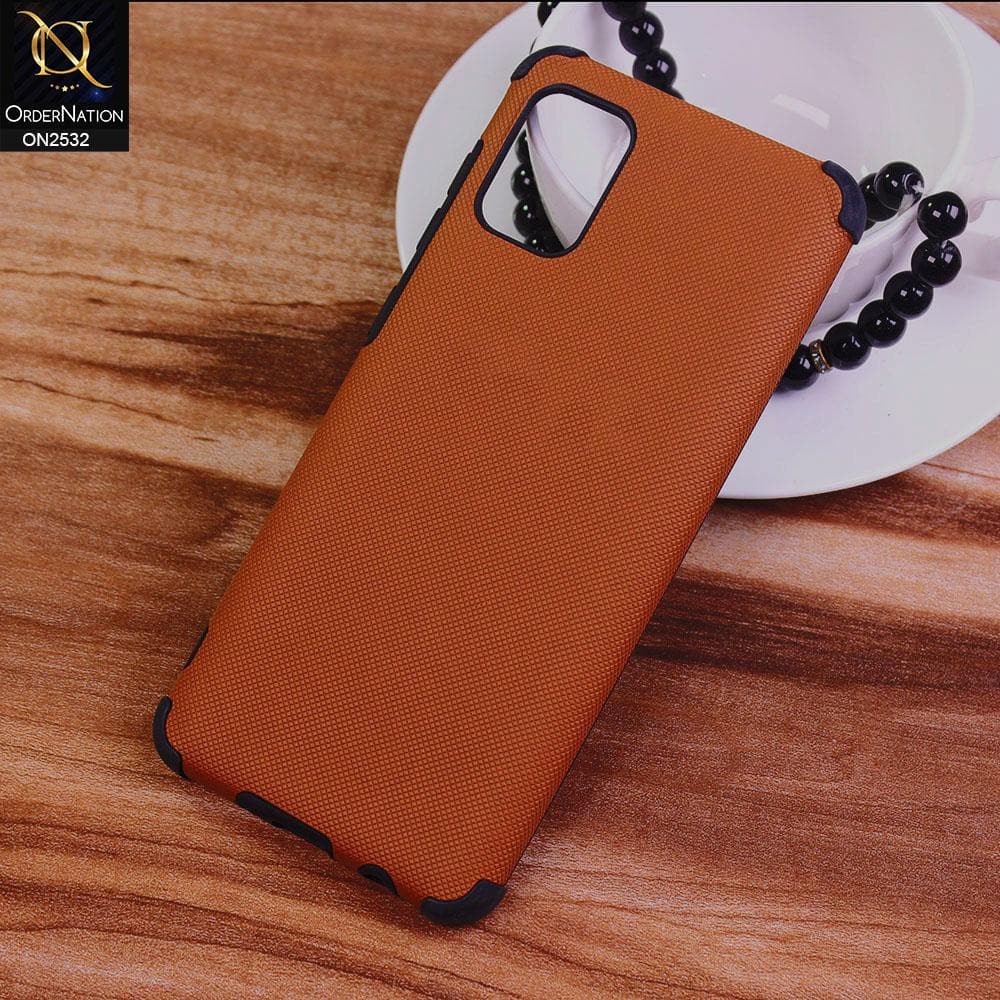 Samsung Galaxy A31 Cover - Brown - New Stylish Feelable Dotted Texture Soft Case