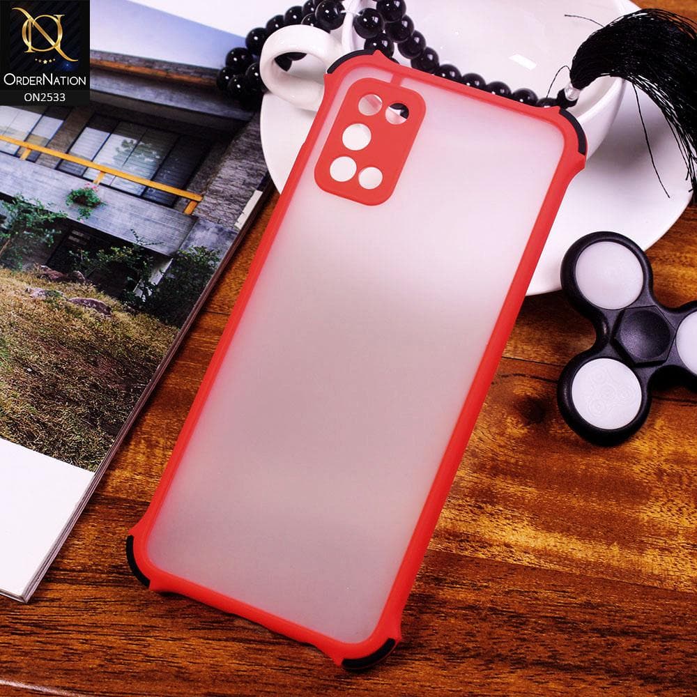 Samsung Galaxy A02s Cover - Red - Semi Transparent Matte Shockproof Camera Ring Protection Case