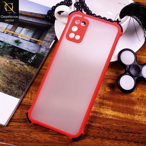 Samsung Galaxy A02s Cover - Red - Semi Transparent Matte Shockproof Camera Ring Protection Case