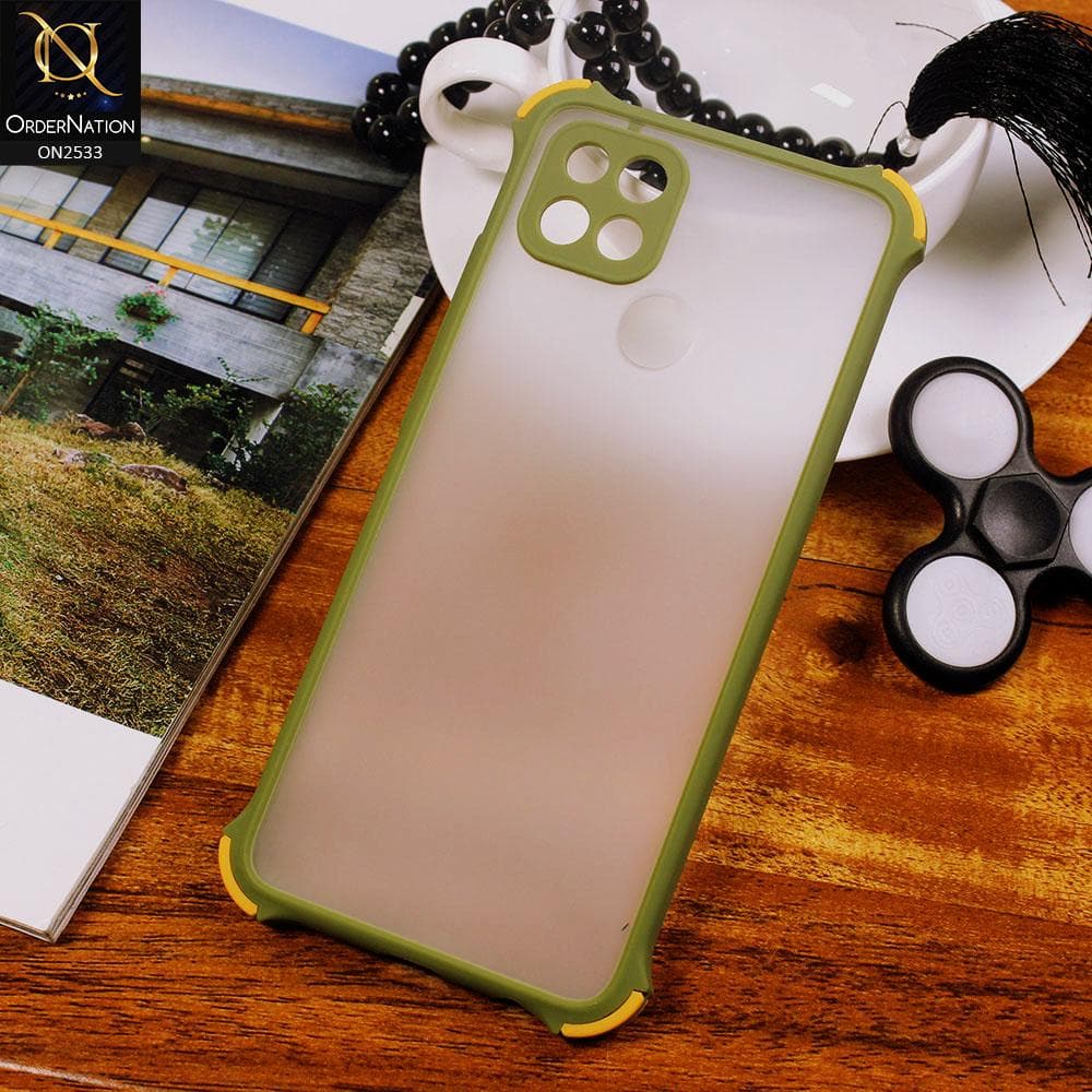 Oppo A15 Cover - Light Green - Semi Transparent Matte Shockproof Camera Ring Protection Case