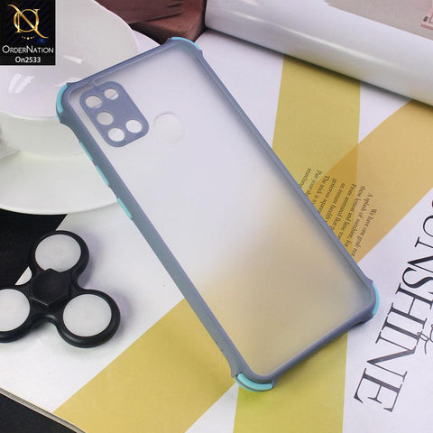 Samsung Galaxy A21s - Grayish Blue - Semi Transparent Matte Shockproof Camera Ring Protection Case