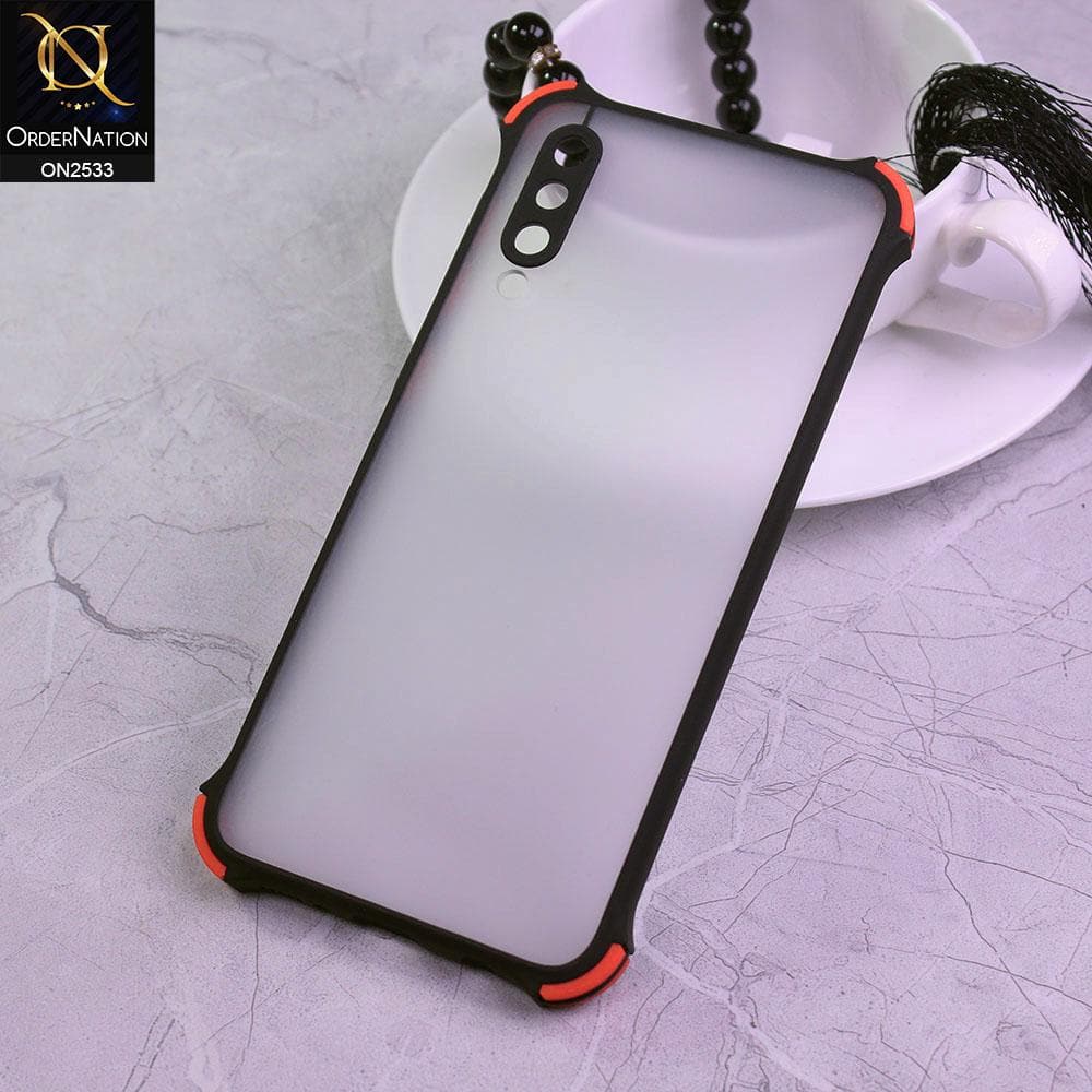 Samsung Galaxy A50s Cover - Black - Semi Transparent Matte Shockproof Camera Ring Protection Case