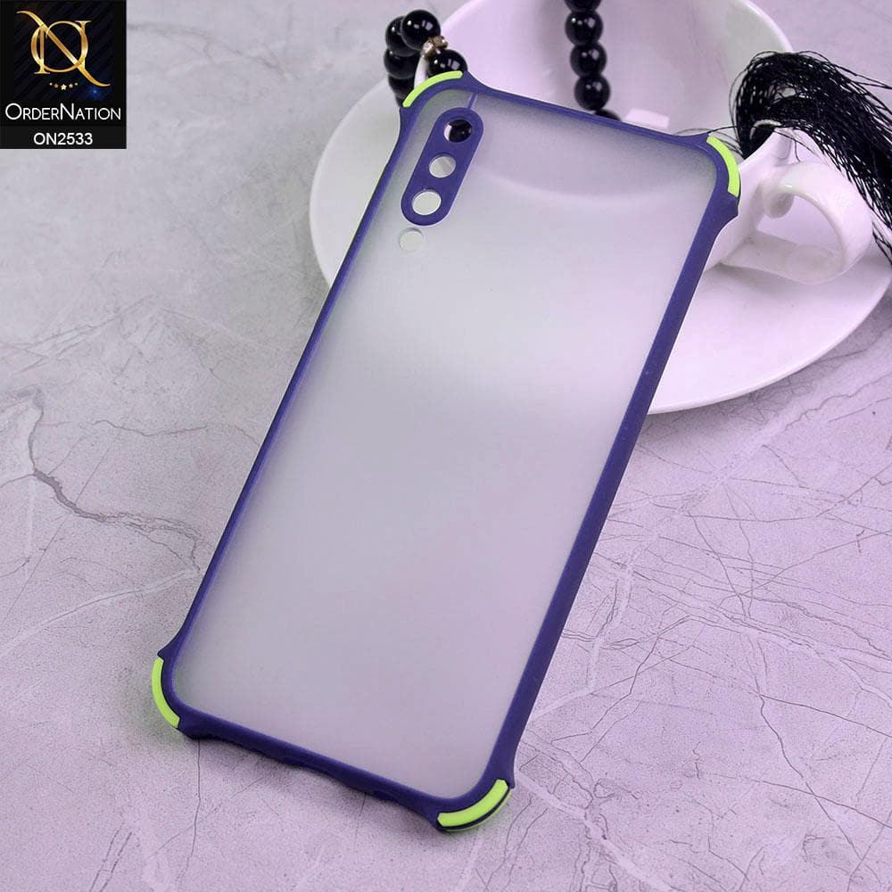 Samsung Galaxy A50s Cover - Blue - Semi Transparent Matte Shockproof Camera Ring Protection Case