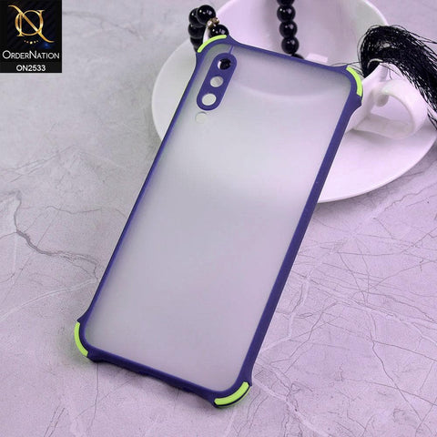 Samsung Galaxy A50s Cover - Blue - Semi Transparent Matte Shockproof Camera Ring Protection Case