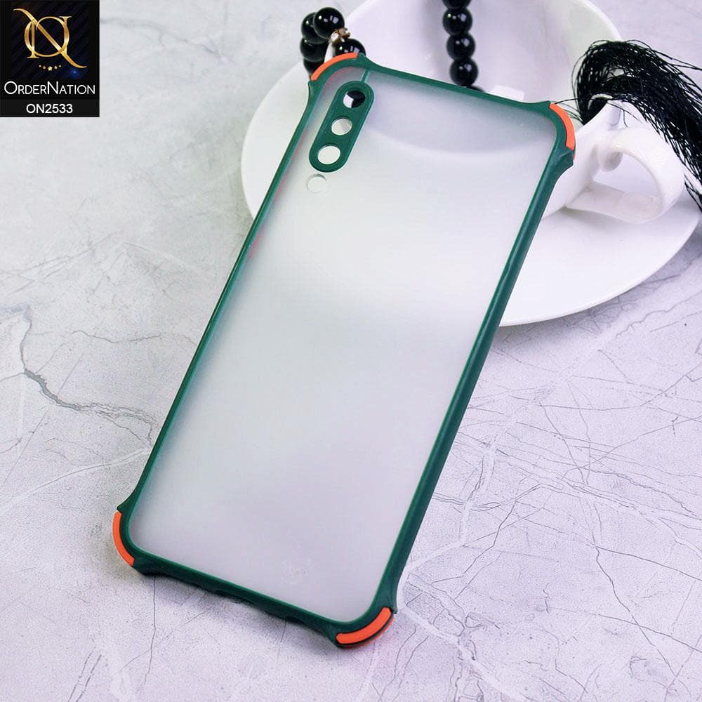 Samsung Galaxy A50 Cover - Green - Semi Transparent Matte Shockproof Camera Ring Protection Case