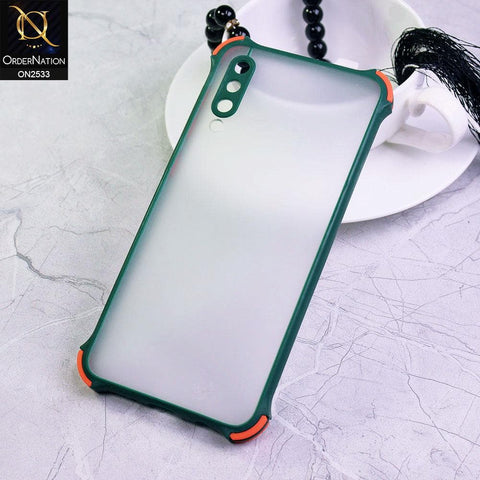 Samsung Galaxy A50 Cover - Green - Semi Transparent Matte Shockproof Camera Ring Protection Case