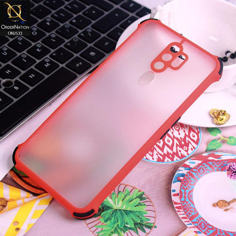Oppo A9 2020 Cover - Red - Semi Transparent Matte Shockproof Camera Ring Protection Case