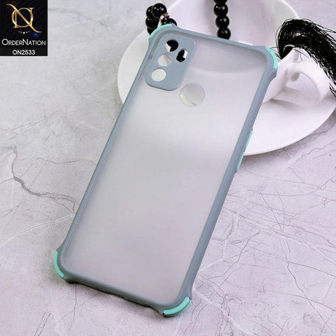 Oppo A53 Cover - Gray - Semi Transparent Matte Shockproof Camera Ring Protection Case