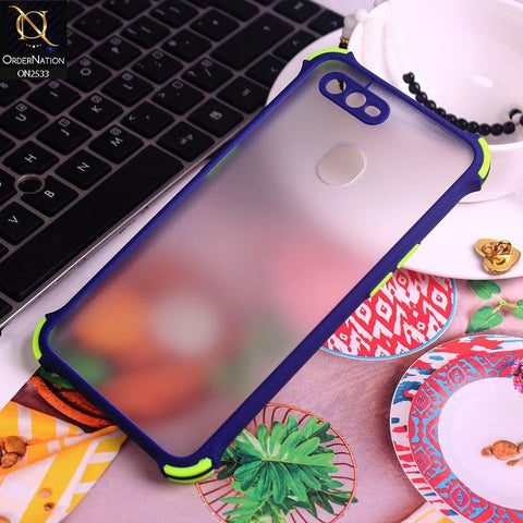Oppo A12 Cover - Blue - Semi Transparent Matte Shockproof Camera Ring Protection Case