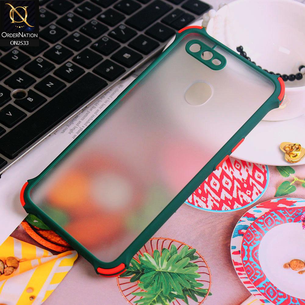 Oppo A12s Cover - Green - Semi Transparent Matte Shockproof Camera Ring Protection Case