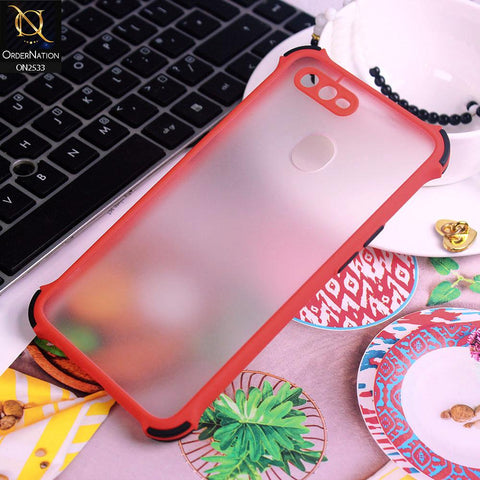 Oppo A12s Cover - Red - Semi Transparent Matte Shockproof Camera Ring Protection Case