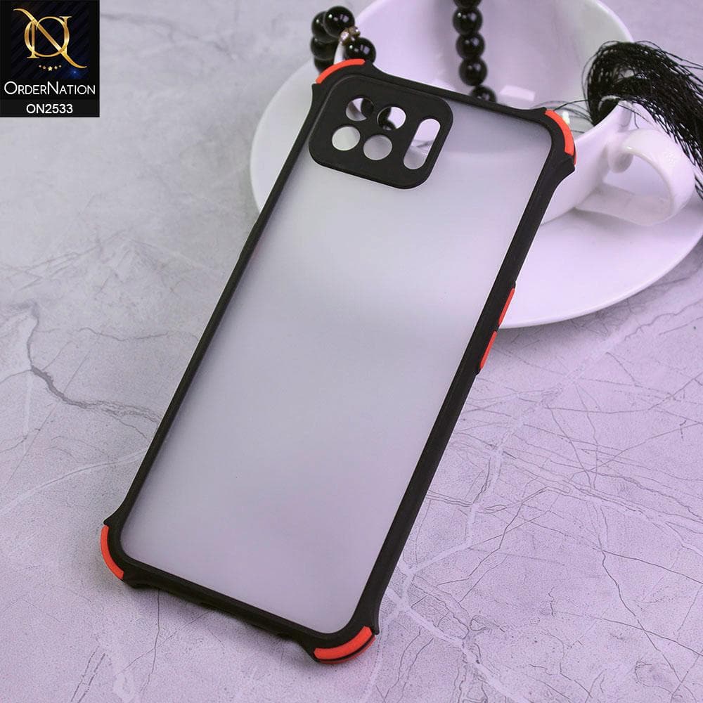 Oppo F17 Cover - Black - Semi Transparent Matte Shockproof Camera Ring Protection Case