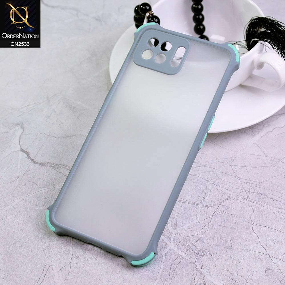 Oppo A73 Cover - Gray - Semi Transparent Matte Shockproof Camera Ring Protection Case