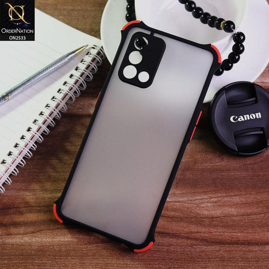 Oppo A95 4G Cover - Black - Semi Transparent Matte Shockproof Camera Ring Protection Case
