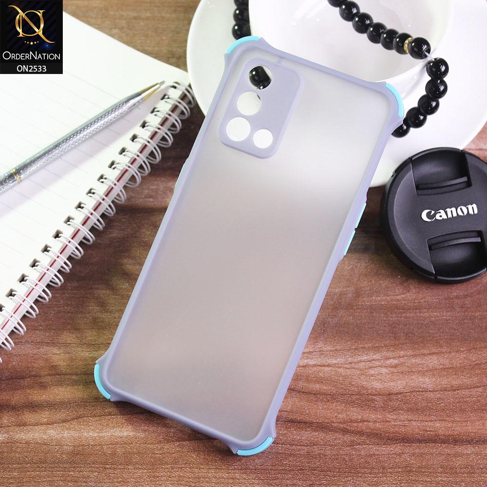 Oppo A74 Cover - Gray - Semi Transparent Matte Shockproof Camera Ring Protection Case