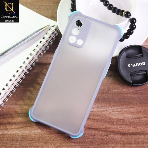 Oppo A74 Cover - Gray - Semi Transparent Matte Shockproof Camera Ring Protection Case