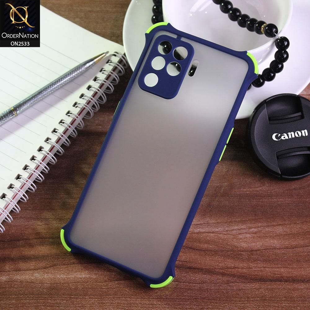Oppo F19 Pro Cover - Blue - Semi Transparent Matte Shockproof Camera Ring Protection Case