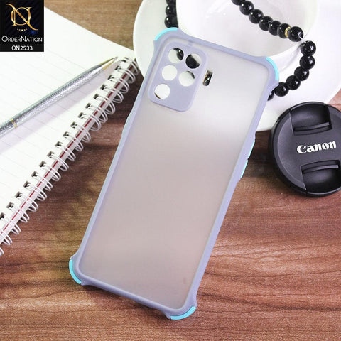 Oppo A94 Cover - Gray - Semi Transparent Matte Shockproof Camera Ring Protection Case