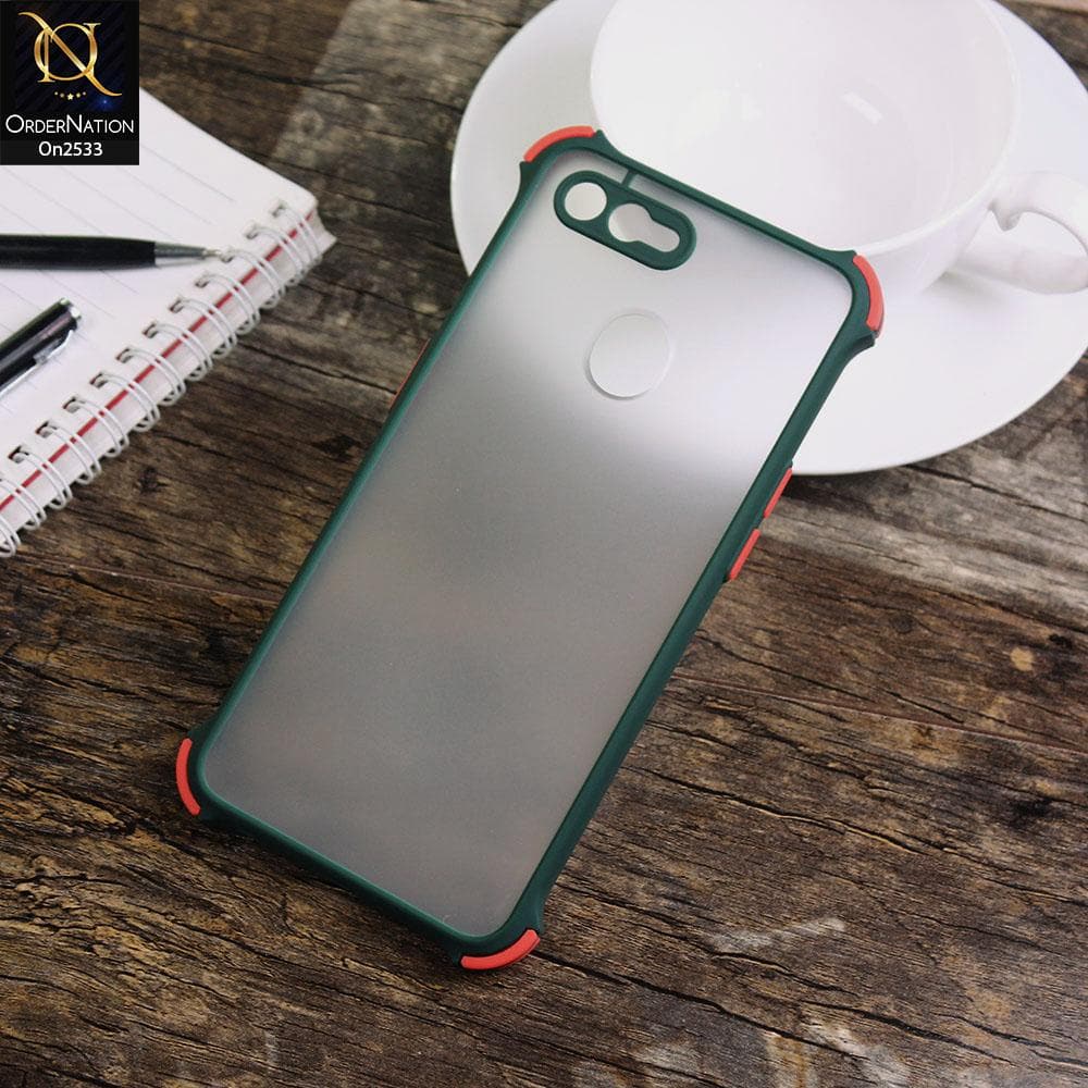 Realme 2 Pro - Green - Semi Transparent Matte Shockproof Camera Ring Protection Case