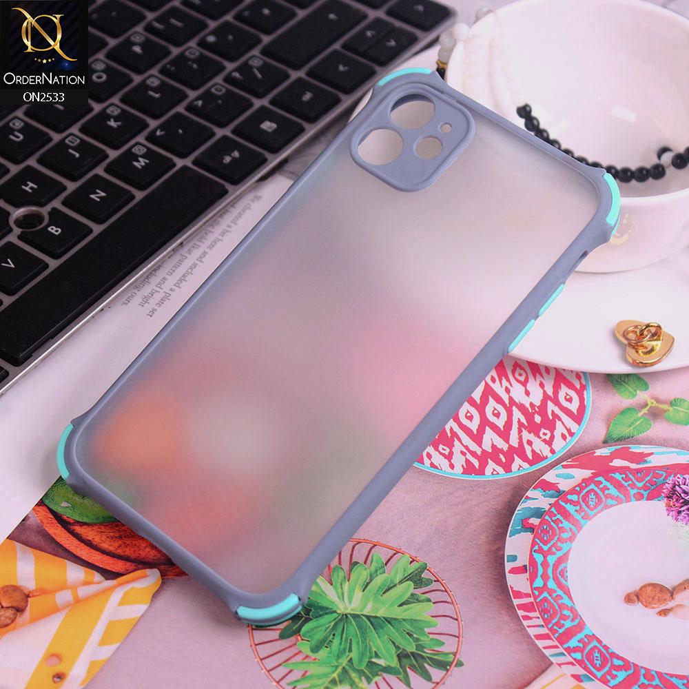 iPhone 11 Cover - Gray - Semi Transparent Matte Shockproof Camera Ring Protection Case