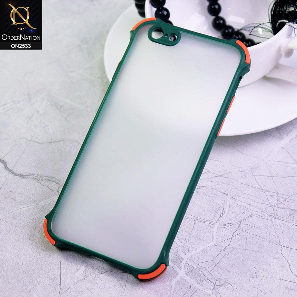 iPhone 6S / 6 Cover - Green - Semi Transparent Matte Shockproof Camera Ring Protection Case