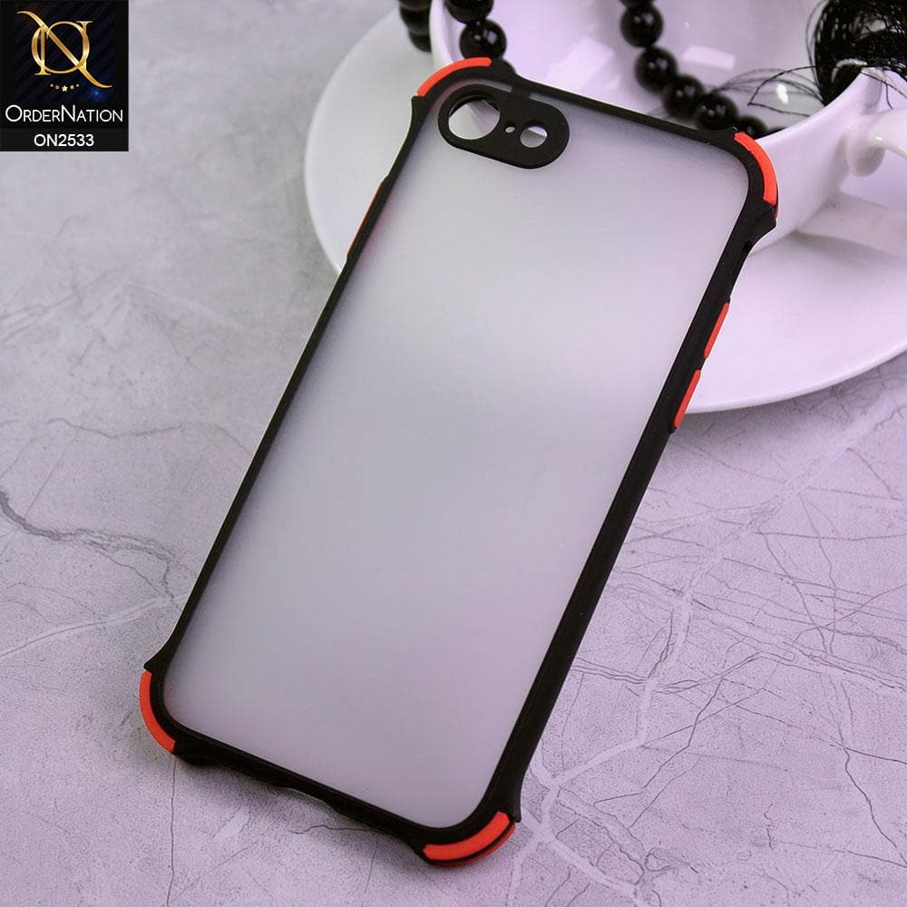 iPhone 8 / 7 Cover - Black - Semi Transparent Matte Shockproof Camera Ring Protection Case