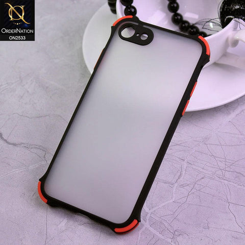 iPhone 8 / 7 Cover - Black - Semi Transparent Matte Shockproof Camera Ring Protection Case