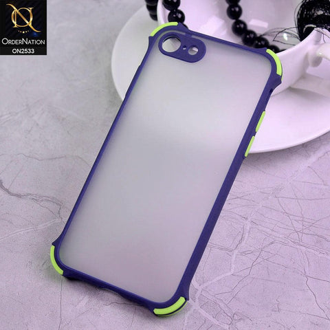 iPhone 8 / 7 Cover - Blue - Semi Transparent Matte Shockproof Camera Ring Protection Case