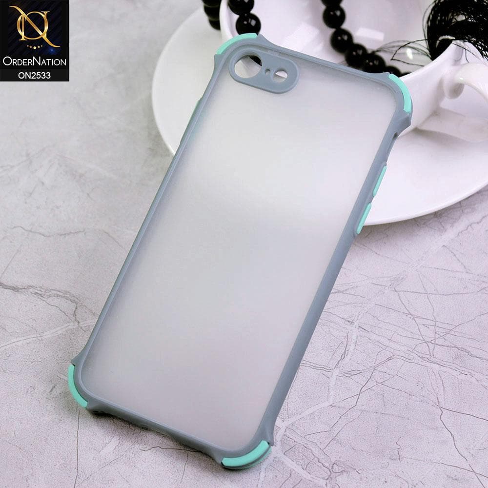 iPhone SE 2020 Cover - Gray - Semi Transparent Matte Shockproof Camera Ring Protection Case