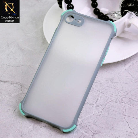 iPhone 8 / 7 Cover - Gray - Semi Transparent Matte Shockproof Camera Ring Protection Case