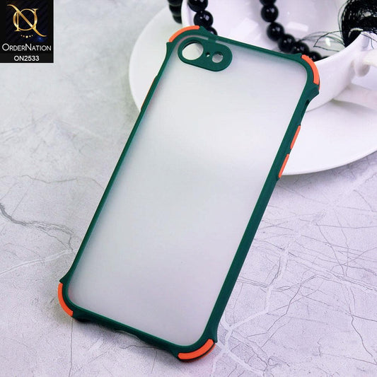 iPhone SE 2020 Cover - Green - Semi Transparent Matte Shockproof Camera Ring Protection Case