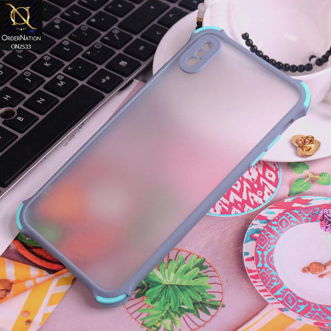 iPhone XS Max Cover - Gray - Semi Transparent Matte Shockproof Camera Ring Protection Case