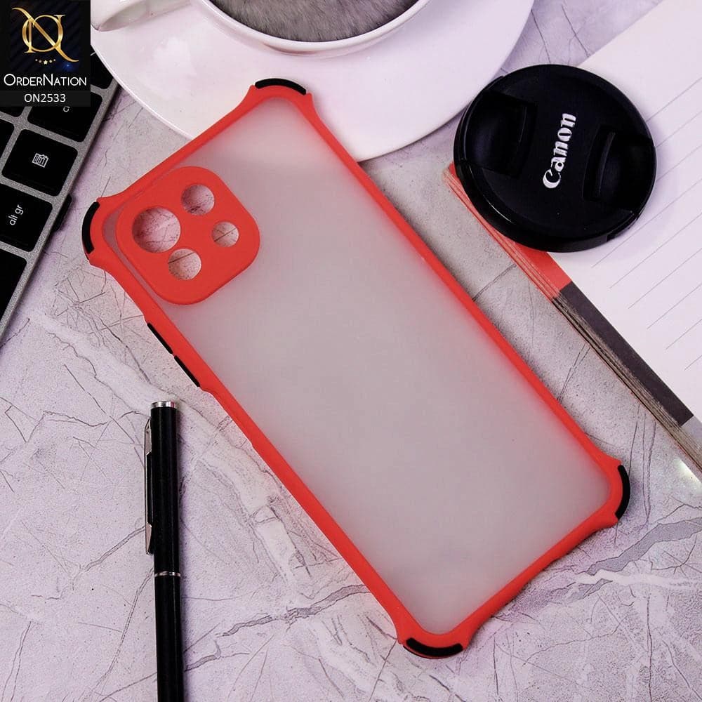 Xiaomi Mi 11 Lite Cover - Red - Semi Transparent Matte Shockproof Camera Ring Protection Case
