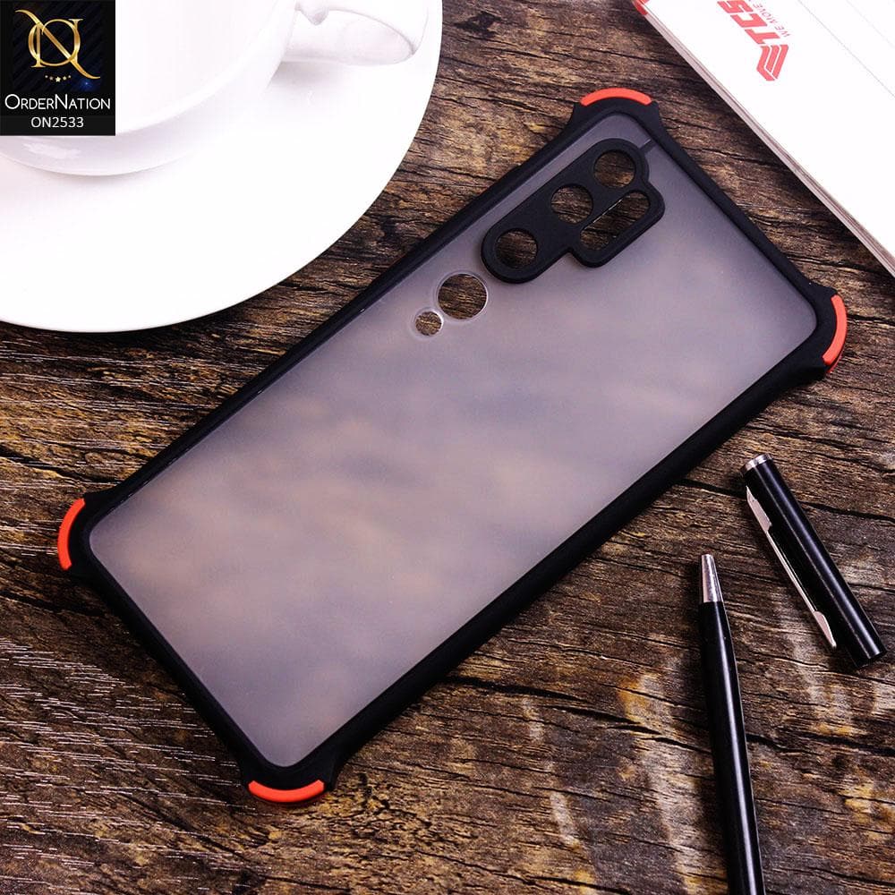 Xiaomi Mi Note 10 Cover - Black - Semi Transparent Matte Shockproof Camera Ring Protection Case