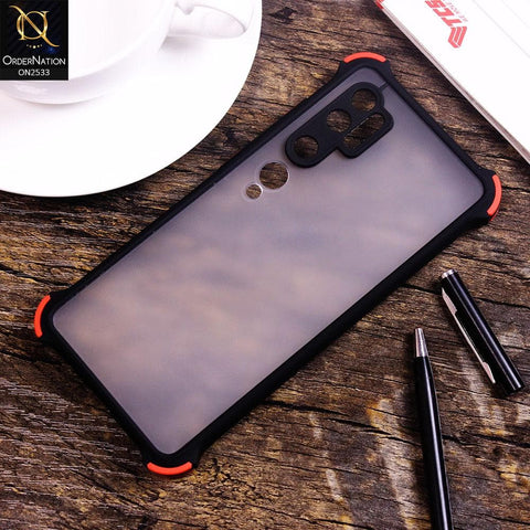 Xiaomi Mi Note 10 Cover - Black - Semi Transparent Matte Shockproof Camera Ring Protection Case