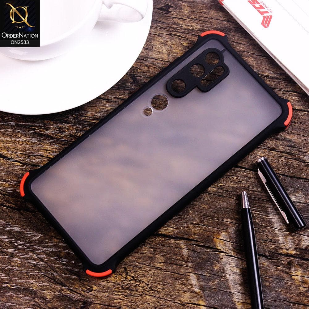 Xiaomi Mi Note 10 Pro Cover - Black - Semi Transparent Matte Shockproof Camera Ring Protection Case