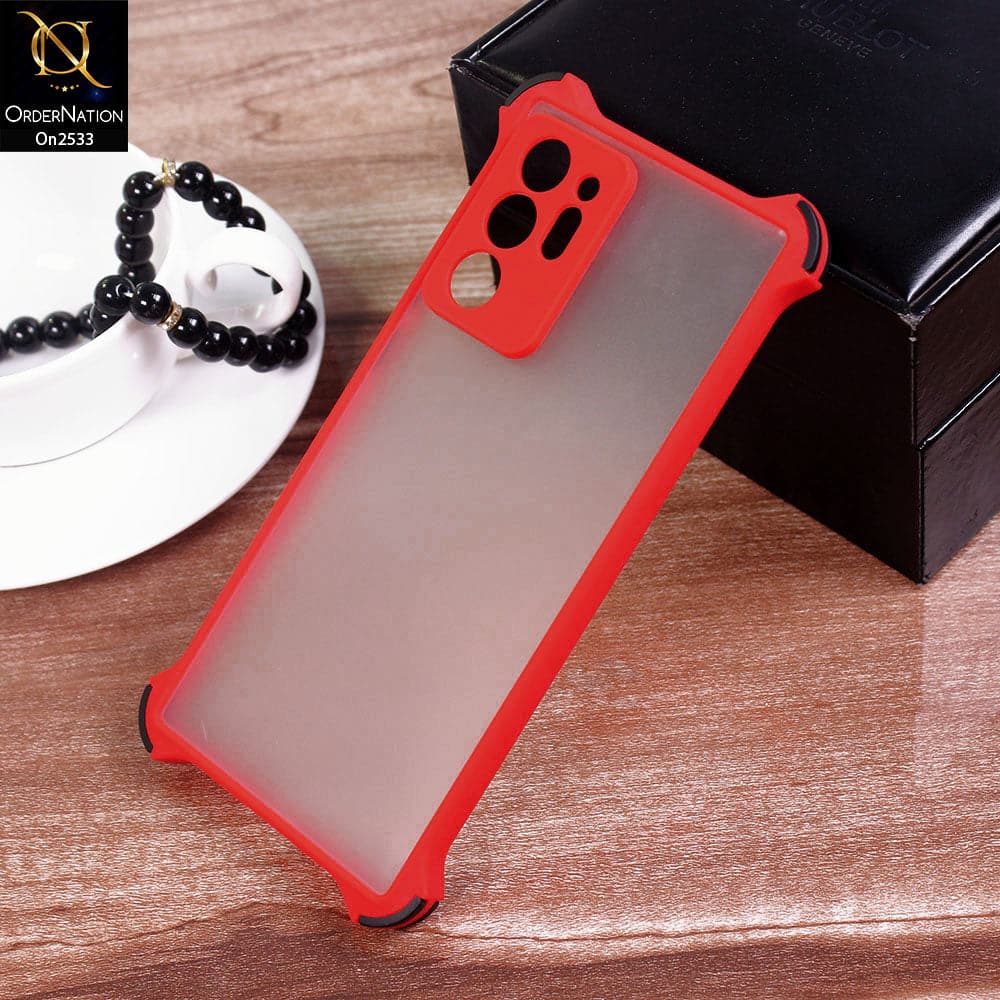 Samsung Galaxy Note 20 Ultra - Red - Semi Transparent Matte Shockproof Camera Ring Protection Case