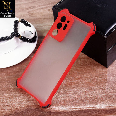 Samsung Galaxy Note 20 Ultra - Red - Semi Transparent Matte Shockproof Camera Ring Protection Case