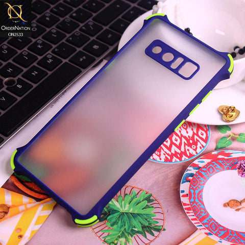 Samsung Galaxy Note 8 Cover - Blue - Semi Transparent Matte Shockproof Camera Ring Protection Case