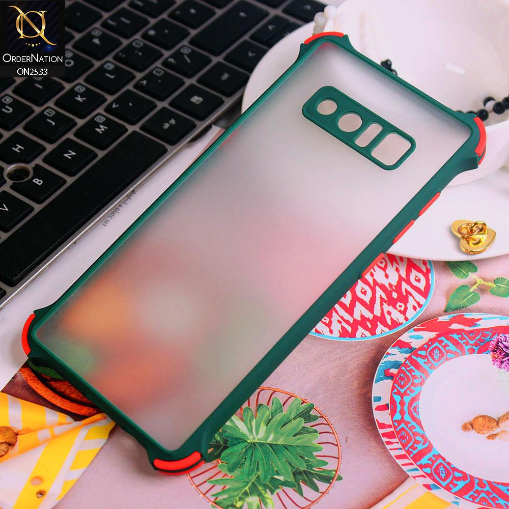 Samsung Galaxy Note 8 Cover - Green - Semi Transparent Matte Shockproof Camera Ring Protection Case