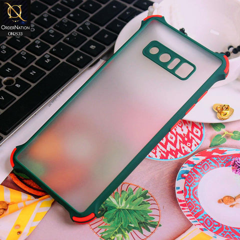 Samsung Galaxy Note 8 Cover - Green - Semi Transparent Matte Shockproof Camera Ring Protection Case