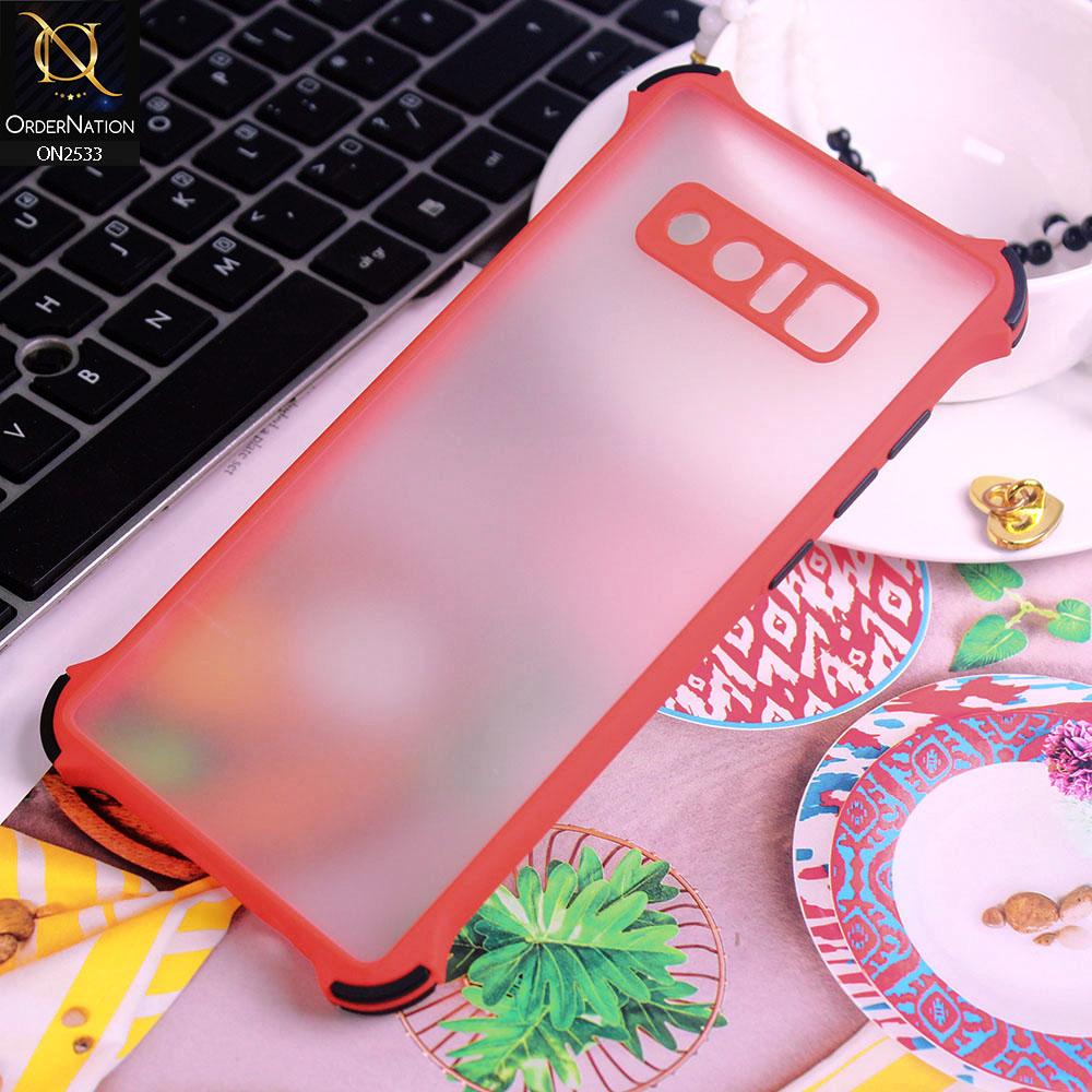 Samsung Galaxy Note 8 Cover - Red - Semi Transparent Matte Shockproof Camera Ring Protection Case