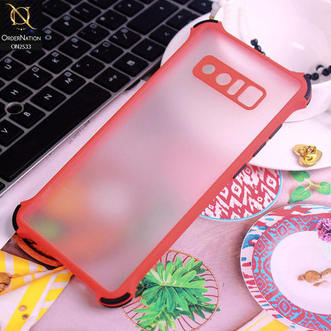 Samsung Galaxy Note 8 Cover - Red - Semi Transparent Matte Shockproof Camera Ring Protection Case