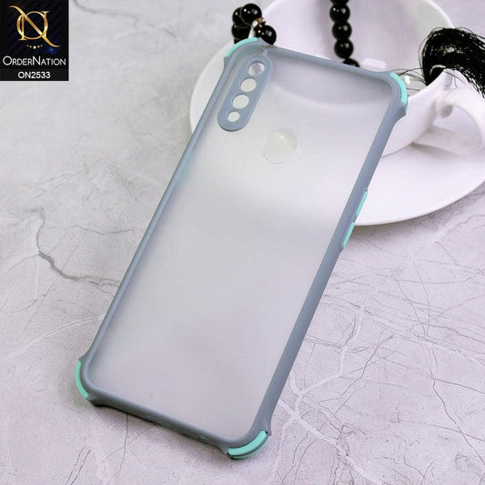 Oppo A8 Cover - Gray - Semi Transparent Matte Shockproof Camera Ring Protection Case