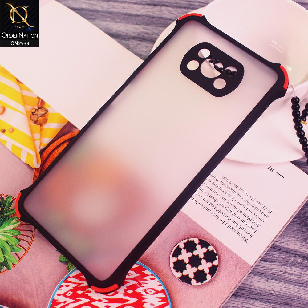 Xiaomi Poco X3 Cover - Black - Semi Transparent Matte Shockproof Camera Ring Protection Case