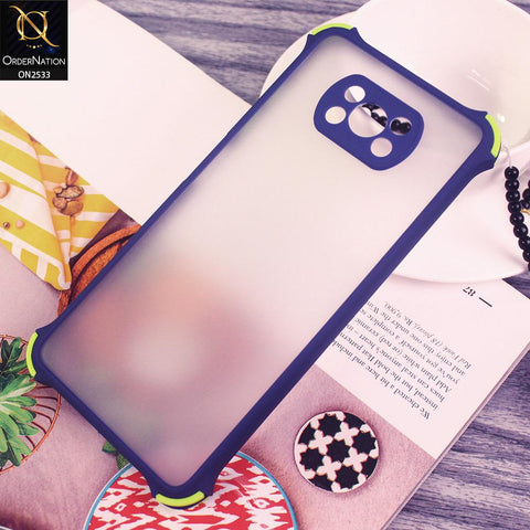 Xiaomi Poco X3 Cover - Blue - Semi Transparent Matte Shockproof Camera Ring Protection Case