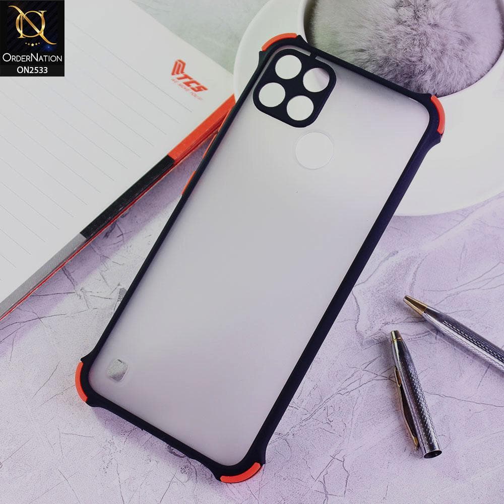 Realme C21Y Cover - Black - Semi Transparent Matte Shockproof Camera Ring Protection Case